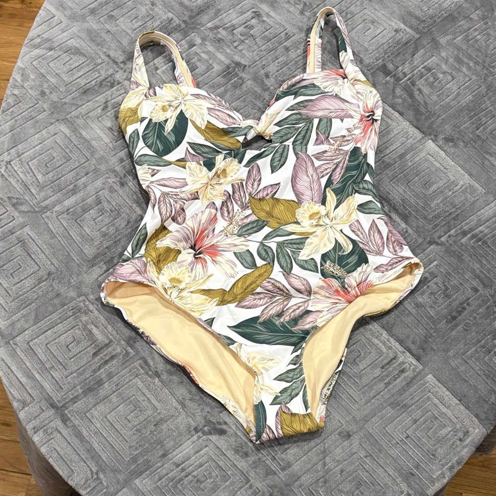 Vici Floral One Piece Swimsuit - Cream and Green